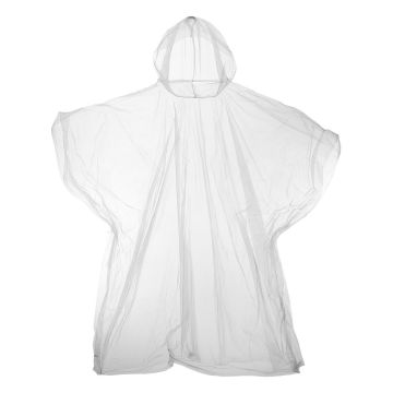 Kids emergency hooded plastic poncho in Clear